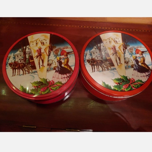 Vintage Collin Street Bakery Fruit Cake Tins Corsica TX Holiday Cowboy Christmas - Picture 2 of 12
